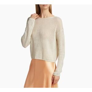 VINCE Linen Cord Open Weave Drop Shoulder Sweater Ceramic Net-A-Porter XS $325